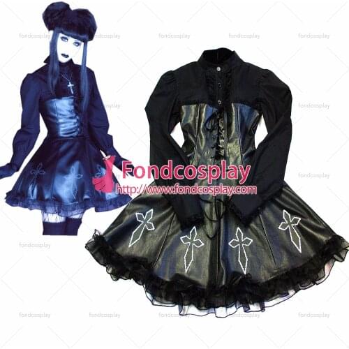 Gothic Lolita Japan J-rock Black Pvc Dress Cosplay Costume Tailor-made[CK150]