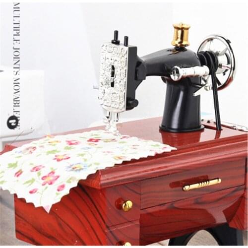 Music Box Sewing Machine European Retro Ornaments Sewing Clockwork Type Home Mini Crafts Decoration Creative Birthday Gift