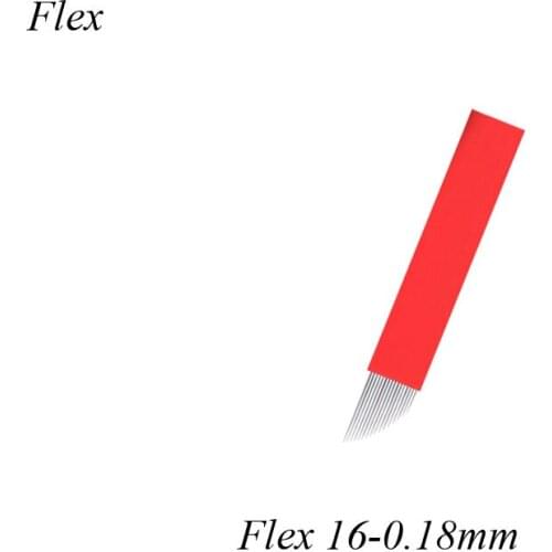 Kit Agulha Tebori 16Flex Microblading 50 Unidades Tebori Agulhas Needles for Permanent Makeup Manual Eyebrow Blades