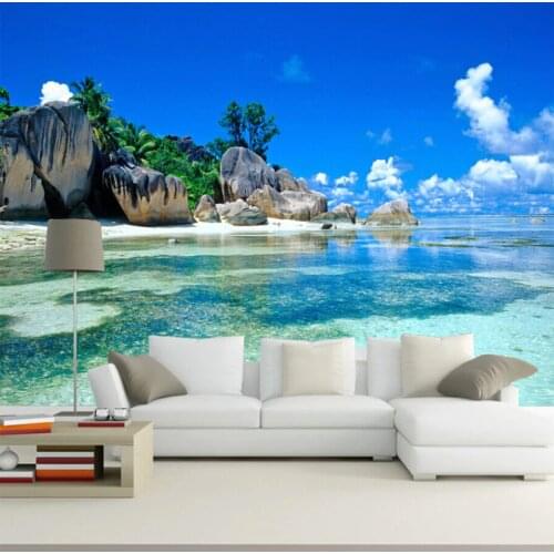 Custom 3D Mural Wallpaper Non-woven Bedroom Livig Room TV Sofa Backdrop Wall paper Ocean Sea Beach 3D Photo Wallpaper Home Decor