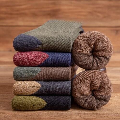 Autumn winter New Mens Socks Thick Warm High Quality Japanese Korean Harajuku Socks For Man Terry Towel Cotton Socks 5 Pairs