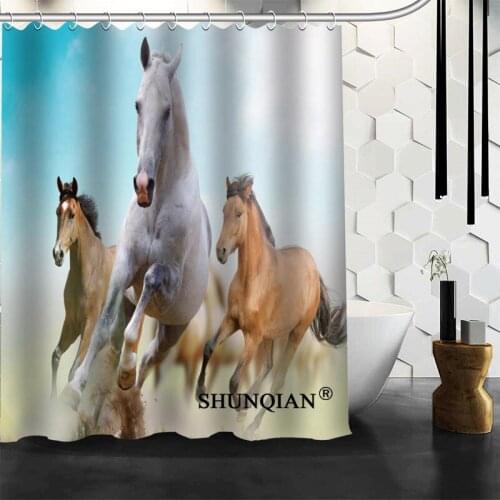 New Custom Horse Shower Curtains Polyester Bathroom Waterproof Bath Curtain Size 150X180cm165X200cm180X200cm