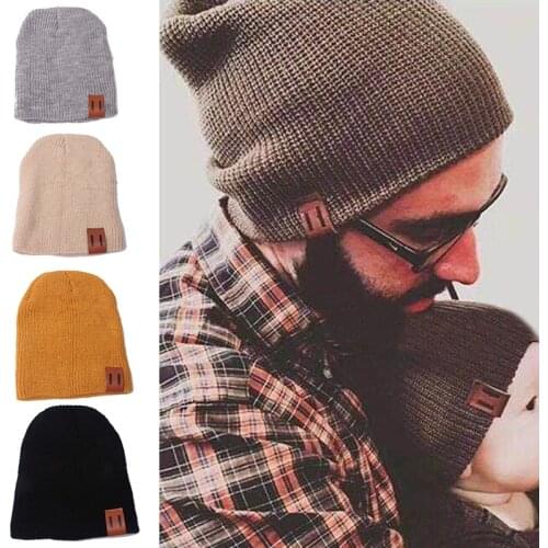 New Winter Parent-Child Hat Knitted Baby Father And Mother Soft Warm Hats Child Crochet Stretch Knit Hat Kids Autumn Beanies Hat