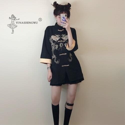New Dragon Haori Fashion Dress Clothes Japanese Jacket Vintage Asian Coat Streetwear Embroidery Style Collar Top Kimono Skirts