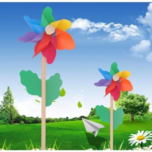 New Colorful Wood Windmill Wind Spinner Pinwheels Home Garden Yard Decoration Kids Toys windmillRamadan Festival Gift
