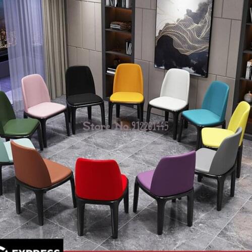 Solid wood dining chair modern minimalist household light luxury backrest stool coffee hotel living room study leather chair sof