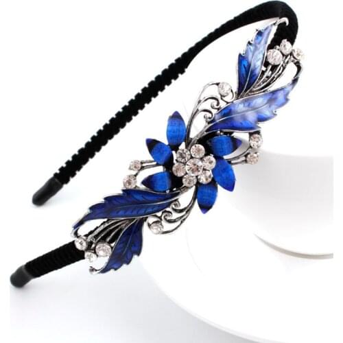 Hot Hairband Bezel Headband Men Women Sports Hair Band Hoop Top Metal Double Bangs Flower Rhinestone Hair Accessories