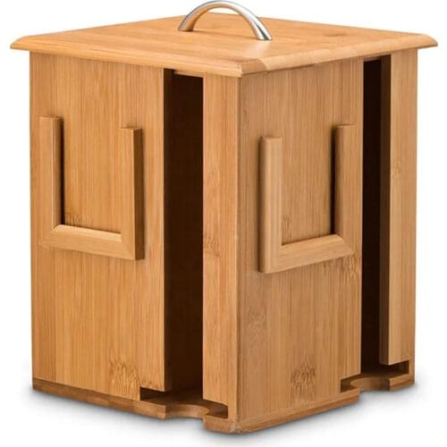 Tea Bag Caddy Organizer Smooth Finish Solid Bamboo Teabag Holder with 4 Compartments - Rotates 360 Degrees, Holds 160 Tea Bags