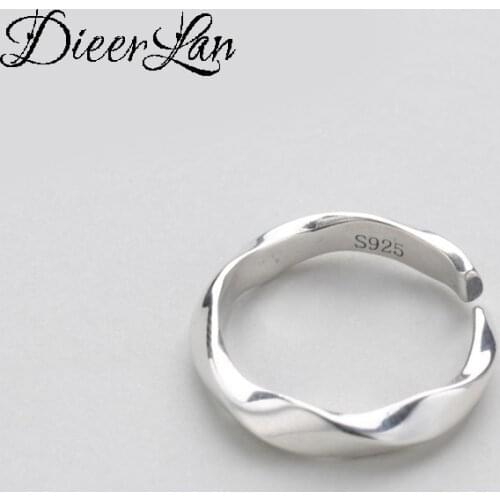 Personality Vintage Silver Color Twist Chains Rings For Women Punk Thai Silver Resizable Rings