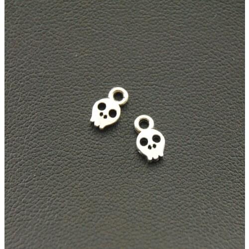 30pcs 5x8mm Metal Alloy Silver Color Mini Skull Charm Handmade Charms Pendants Jewelry Findings A889