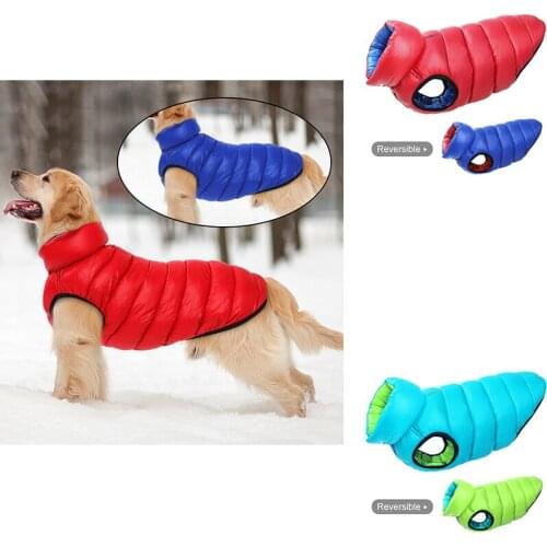 Reversible Dog Clothes Vest Warm Winter Dogs Jacket Coat 3 Layer Thick Pet Clothing Waterproof Outfit For Small Medium Large Dog