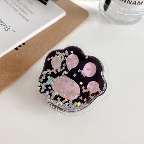 Cartoon Sailor Moon Pat Paw Pattern Quicksand Glitter Expanding Mobile Phone Holder Desk Stand Universal Finger Ring Holder
