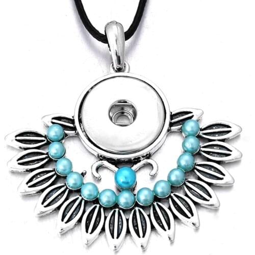 New Snap Jewelry Snap Buttons Necklace Vintage Bead Metal Pendant With Chain Necklace Fit 18mm 20mm Snap Buttons Jewelry