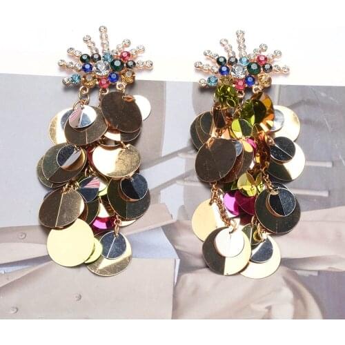 ZA New Flower-Shaped Long Drop Earrings Fine Jewelry For Women Colorful Resin Accessories Crystals Chain Tassels Pendientes