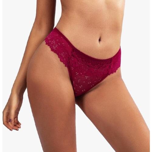 Women Underpanties Lace Embroidery Low Waist Sexy Hollow Thong G-string Panties Underwear Daily Wear Panty