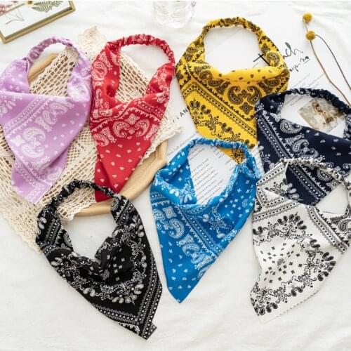 Woman Printted Triangle Bandanas Women Elastic Hairband Fashion Hair Accessories Headwear Turban Headband Ornament Headband