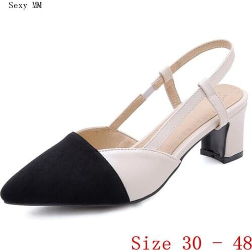 Pumps Women Square High Heels Sandals Slingbacks Shoes Woman High Heel Shoes Small Plus Size 30 - 40 41 42 43 44 45 46 47 48