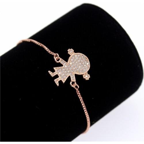 2019 Summer Latest DIY Popular Lucky Girls Kids Charms Bracelets Rose Gold Zircon Copper Bracelet for Women Kawaii Jewelry Gifts