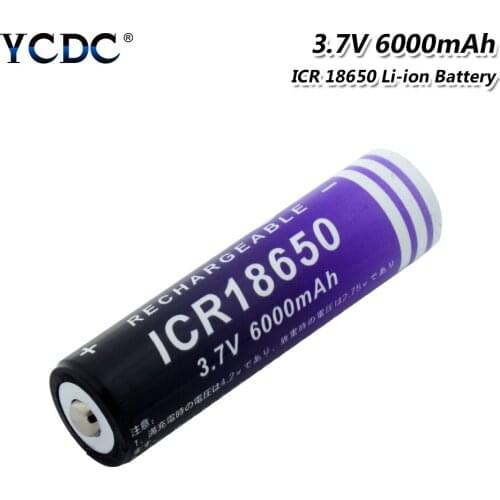1/2/4 High Capacity 6000mAh 18650 Button Top Lithium-ion Battery 3.7 V ICR 18650 Torch LED Light Flashlight Replacement Cell
