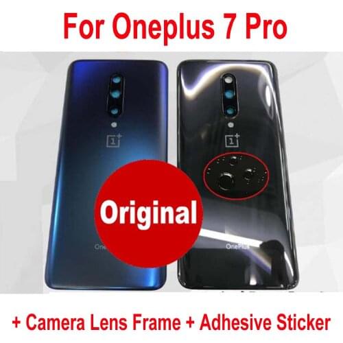 100% Original New Glass Panel Back Battery Cover Housing Door Rear Case For Oneplus 7 Pro + Camera Lens Frame with Adhesive tape