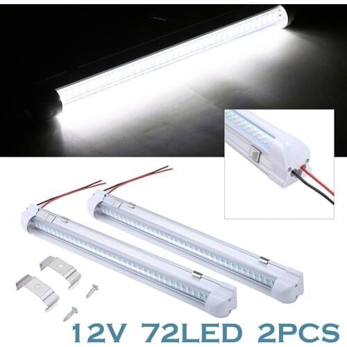 2pcs 12V 4.5W 72 LED Strip Light BAR Car Auto Interior Lamp Caravan Boat Cool White For Rucks Boats Caravans Trailer DIY Parts