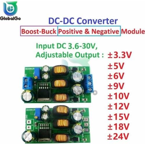 2 in 1 20W Boost-Buck Dual Output Voltage Module 3.6-30V to +-3-30V Adjustable Output DC DC Step-up Step-down Converter Board