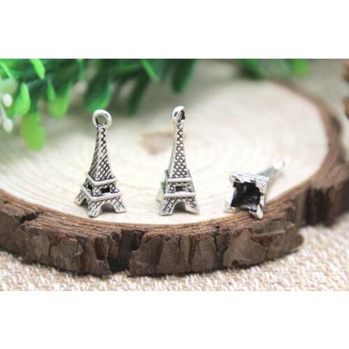 25pcs--Eiffel Tower charms Antique silver tone Eiffel Tower Charm Pendant 23x8mm