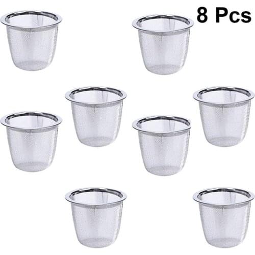 8pcs Tea Filter Metal Infuser Stainless Steel Tea Strainer Portable Cup Accessory Sturdy Tea Strainer for Home Office Kitchen
