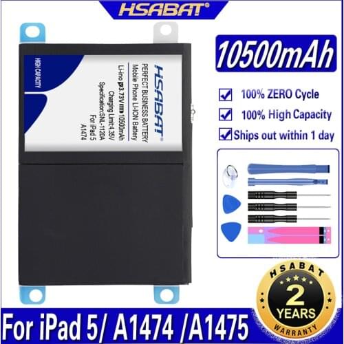 HSABAT A1484 10500mAh Battery for iPad 5 Air for iPad5 A1474 A1475 A1484 A1476 A1822 A1823 A1893 A1954 Batteries