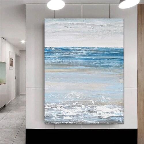 Large wall Painting handpainted Beach Landscape Oil Painting Canvas Posters Decoration Wall Art Pictures For Living Room Decor