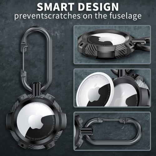 For Apple Airtag Case Soft Silicone carbon fiber Anti-lost Keychain Cover For Apple Airtags Silicone Loop Protective Sleeve