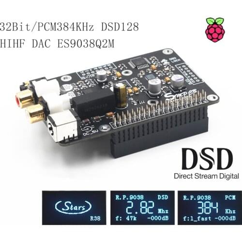 New ES9038Q2M OPA1612 HiFi DAC Op Decoder Digital Broadcast Board I2S 32bit/384K DSD128 for Raspberry pi 4B 3B 3B