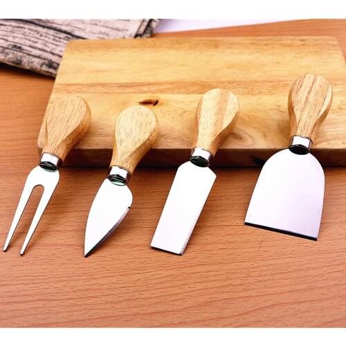 By dhl 200set high quality 4pcs/set Oak bamboo wood Handle Cheese slicer Kit Kitchen Cooking Tools cutter lin4268