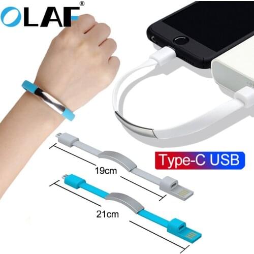 OLAF Type C Bracelet cable Mobile Phone cables usb Charging Data Cord For Samsung s8 s9 s10 Huwei P30 C Type-C short usb cable