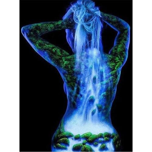 GELANYOUPIN 5D DIY Diamond Painting Waterfall Beauty Embroidery Full Round Diamond Cross Stitch Rhinestone Mosaic Painting Decor