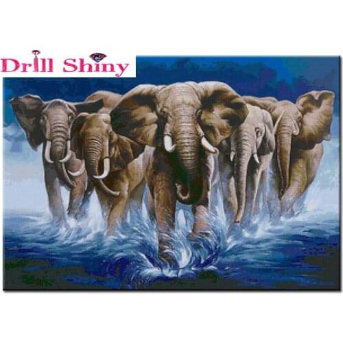 Wall painting full drill diamond painting elephant in the sea square diamond cross stitch crystal wall picture for living room