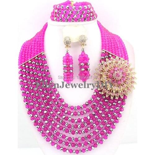 African Beads Jewelry Set Crystal Beads Necklace Set Nigerian Wedding African Jewelry Set Crystal Jewelry Set W7510
