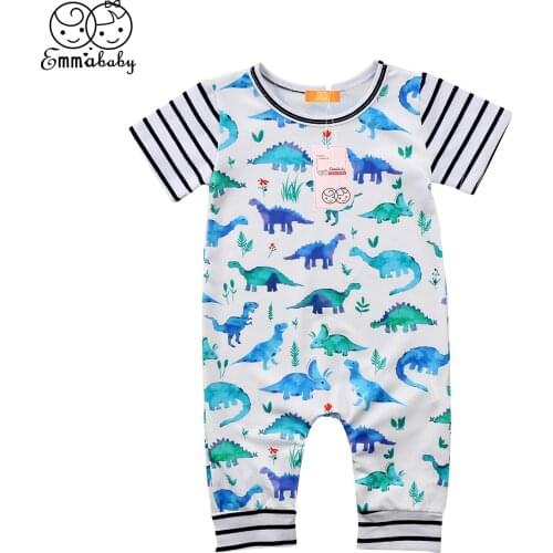 Hot Summer Baby Boy Girls Romper Dinasaur Print Jumpsuit Toddler Kids Casual Outfit One-Piece Clothes for Baby