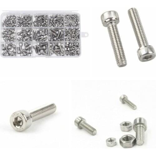480pcs M3 M4 M5 304 Stainless Steel Hexagon Socket Screw Set, Cylindrical Head Hexagon Socket Screw