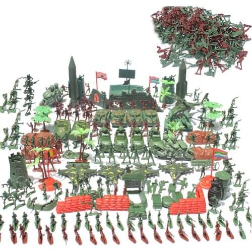 519pcs Military Little Soldier Set Tank Aircraft Rocket Army Men Sand Scene Model Kids Toy Kit Figures Accessories Playset