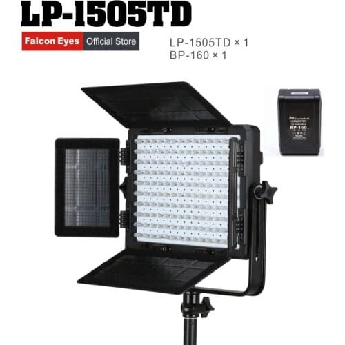 Falcon Eyes 75W Photography Equipment Bi-Color 3000K-8000K LED Studio Video Panel Light LP-1505TD With Battery BP-160 Kit Set