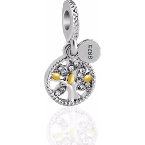 Silver plated Family Tree Dangle Beads Fit Original Pendants Bracelet Authentic Luxury DIY Jewelry