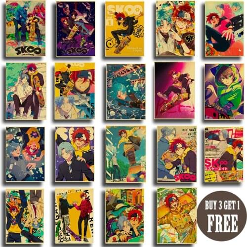 Anime Poster SK∞ SK8 Retro Kraft Paper Poster For Living Room Bar Interior Decoration Stickers Wall Painting