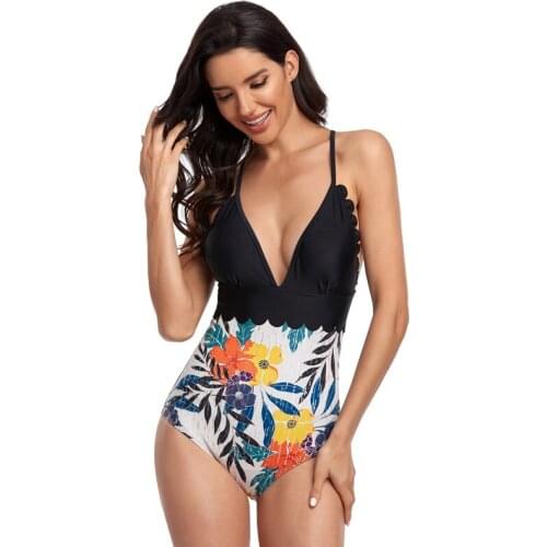 Plus Size Swimwear Women One Piece Swimsuit Body Sexy V Neckline Beach Wear Fato De Banho De Mulher 2021 Swimming Suit Bodysuits