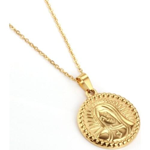 OUFEI Religious Necklaces & Pendants Stainless Steel Necklace Women Jewelry Accessories Chain Necklace Woman Accesories Choker