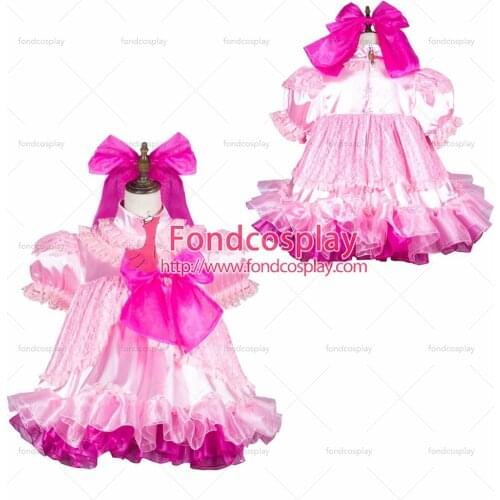 Sissy maid satin dress lockable Uniform cosplay costume Tailor-made[G3806]