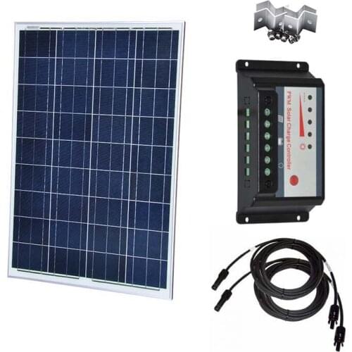 Waterproof Solar Panel 100w 12v Solar Battery Charger olar Charge Controller 12v/24v 30A Pv Cable Solar Plate Mount Rv Roof Car