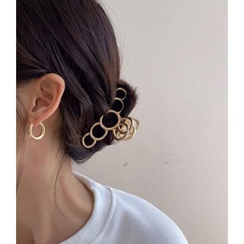 Big Hollow Geometric Gold Alloy Hair Claws Circle Star Women Girl Sweet Headband Hair Clips Hairpins Fashion Styling Tools