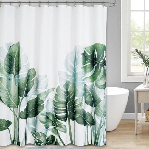 Patterns Green Plant Shower Curtain Bathroom Waterproof Polyester Leaves 3D Printing Curtains for Bathroom Shower Curtain