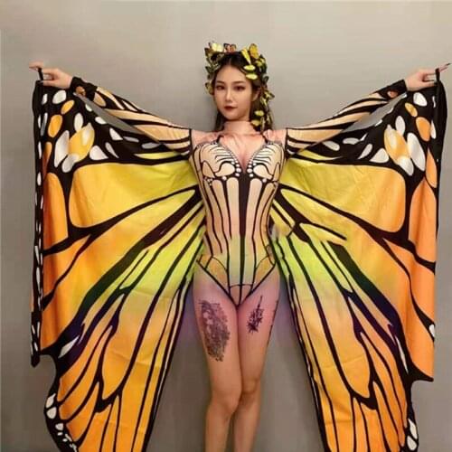 Butterfly Jumpsuit For Women Adult Model Catwalk Show Costumes Nightclub Female Singer Gogo Dancer Pole Dance Bodysuit DWY6182